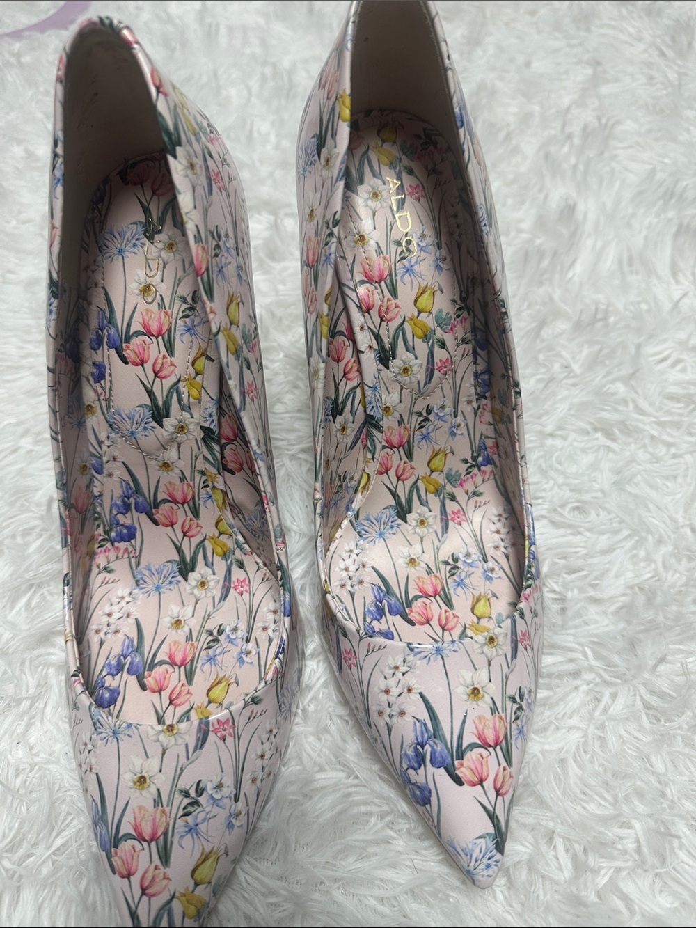 ALDO Pink Floral Pointed-Toe Pumps with Multicolor Botanicals